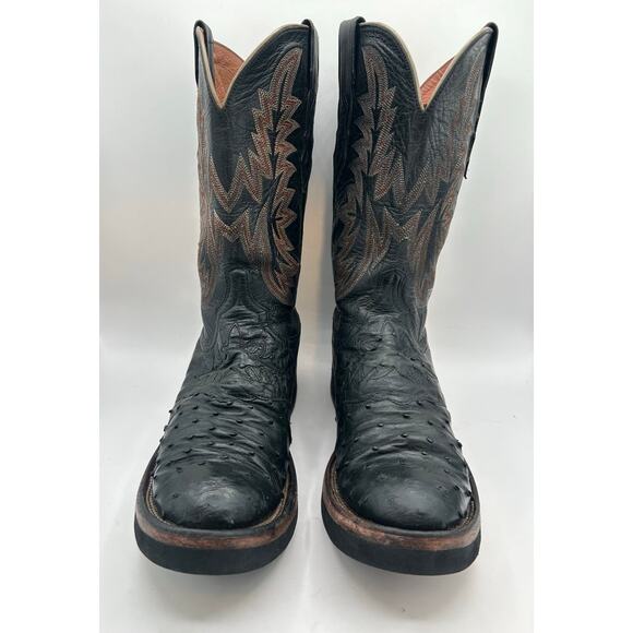 Lucchese 2000 Full Quill Ostrich Black Men’s 7.5  Western Boots Square toe main image 5